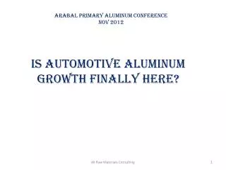 ARABAL Primary Aluminum Conference Nov 2012