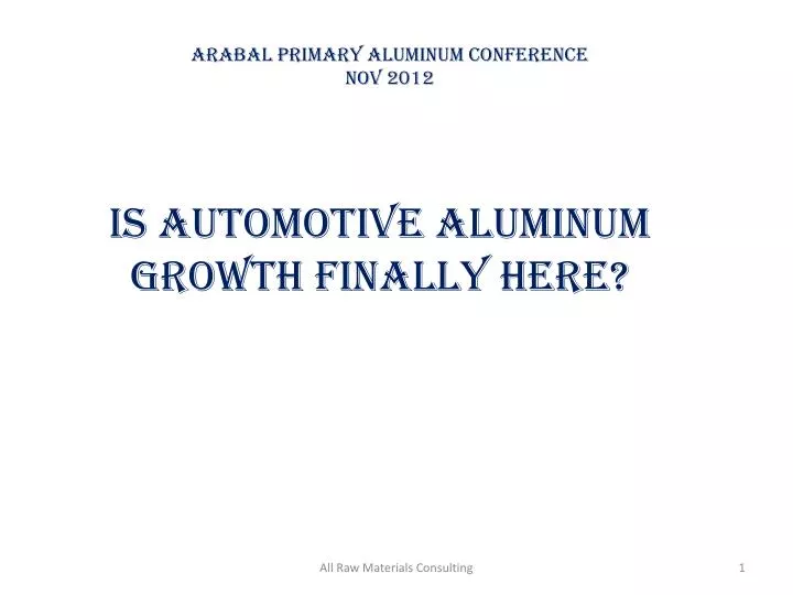 arabal primary aluminum conference nov 2012