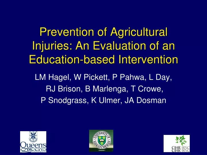 prevention of agricultural injuries an evaluation of an education based intervention