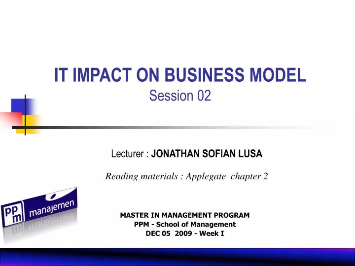 it impact on business model session 02