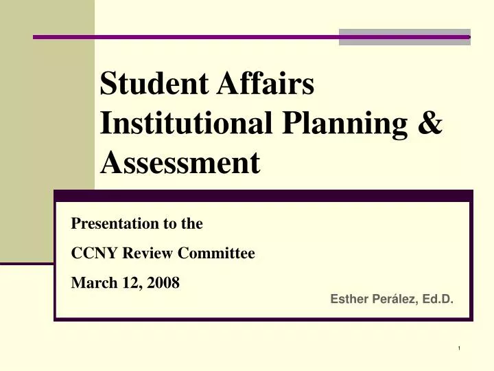 student affairs institutional planning assessment