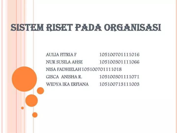 sistem riset pada organisasi