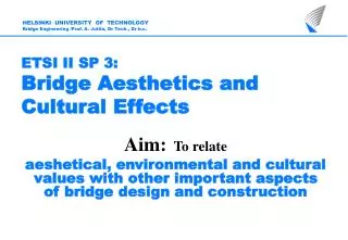 ETSI II SP 3: Bridge Aesthetics and Cultural Effects