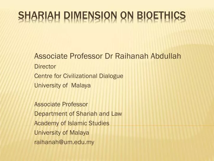 shariah dimension on bioethics