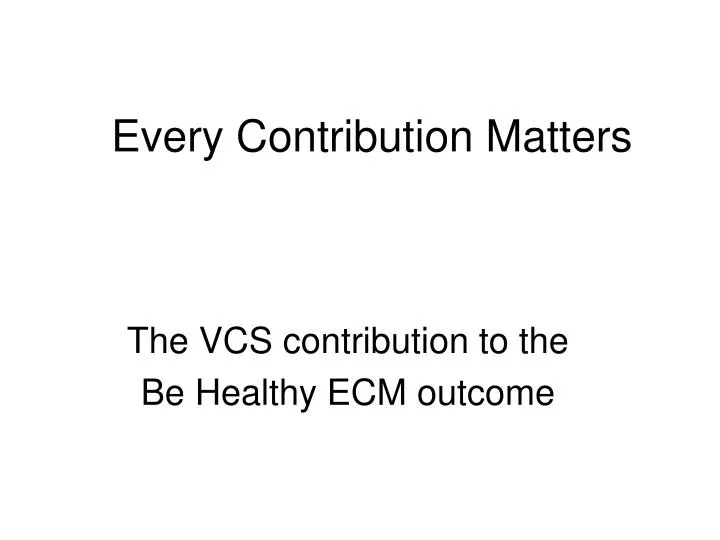 every contribution matters