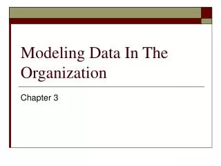 Modeling Data In The Organization
