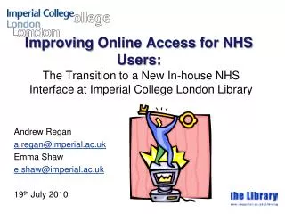 Improving Online Access for NHS Users :