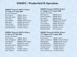 EDDIES : Weatherbird II Operations