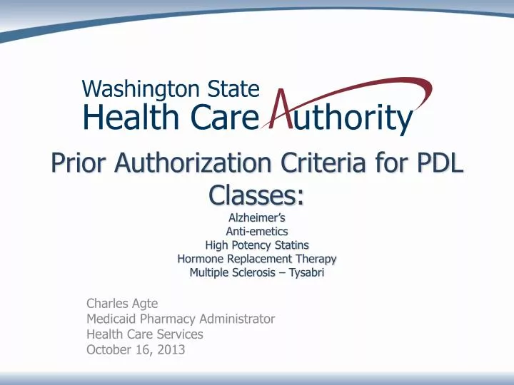 charles agte medicaid pharmacy administrator health care services october 16 2013