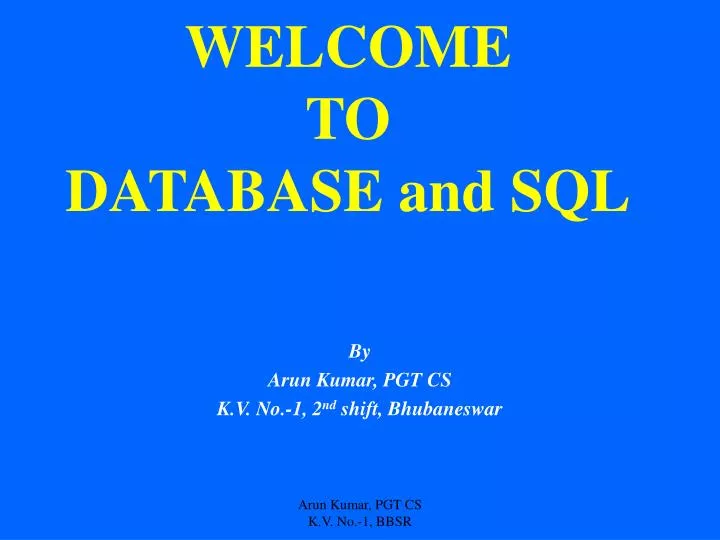 welcome to database and sql