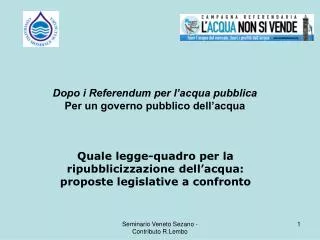 quale legge quadro per la ripubblicizzazione dell acqua proposte legislative a confronto