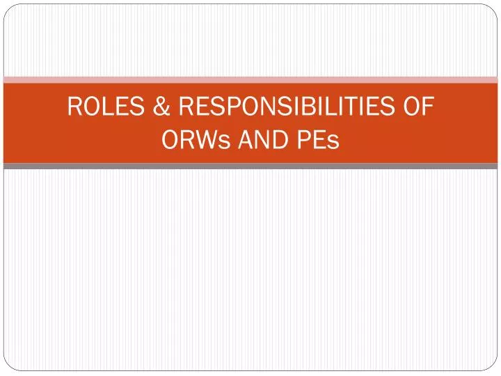 roles responsibilities of orws and pes