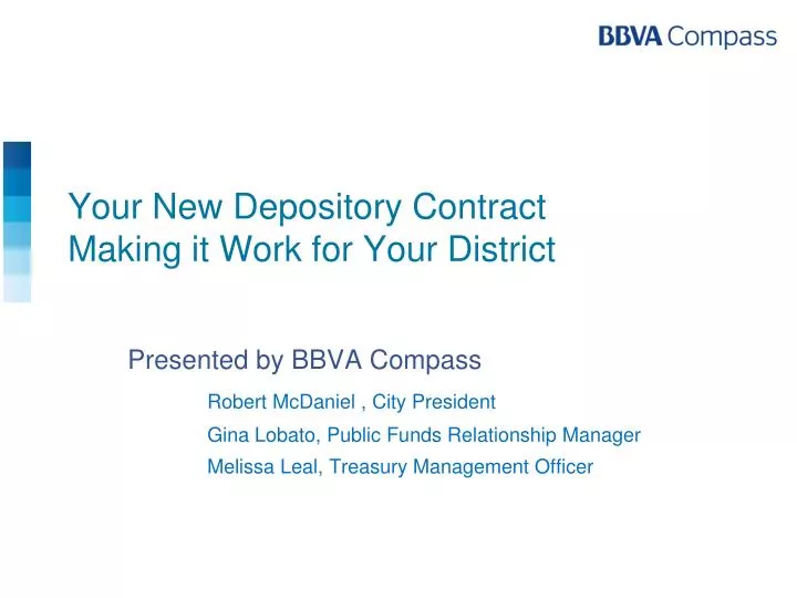 your new depository contract making it work for your district