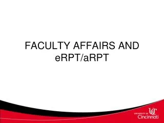 FACULTY AFFAIRS AND eRPT/aRPT