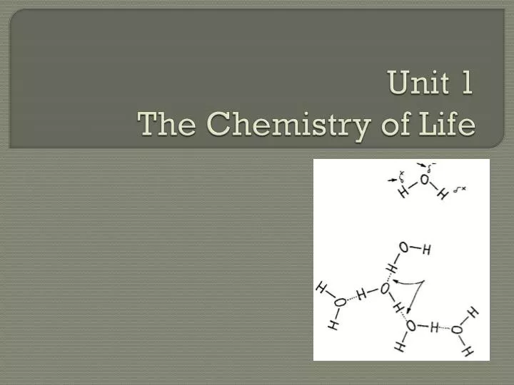 unit 1 the chemistry of life