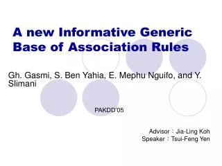 A new Informative Generic Base of Association Rules