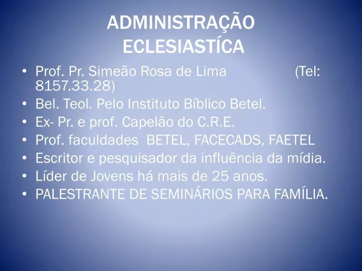 administra o eclesiast ca