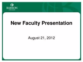 New Faculty Presentation