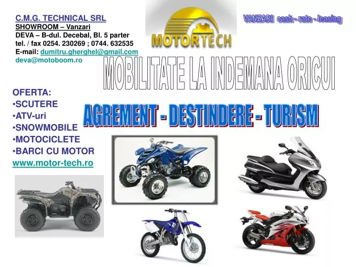 oferta scutere atv uri snowmobile motociclete barci cu motor www motor tech ro