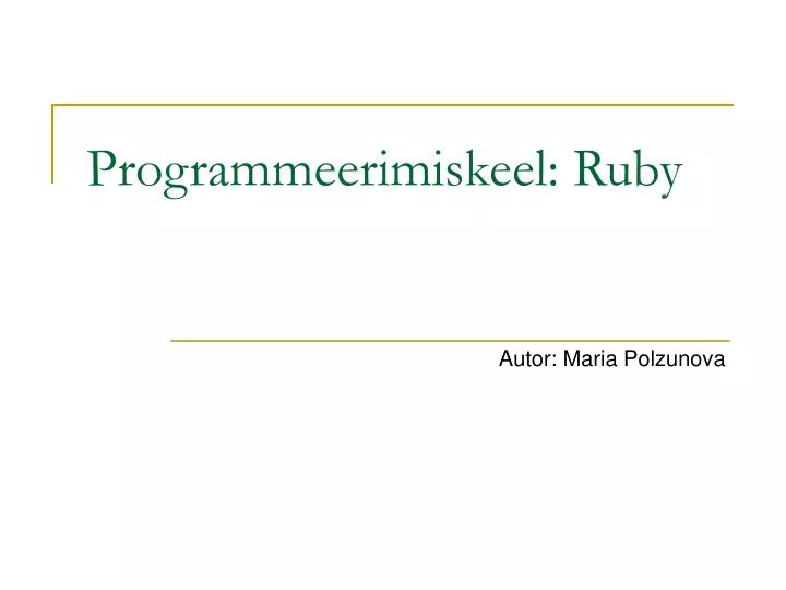 programmeerimiskeel ruby