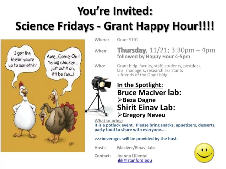 you re invited science fridays grant happy hour