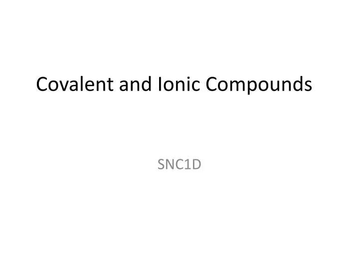 covalent and ionic compounds