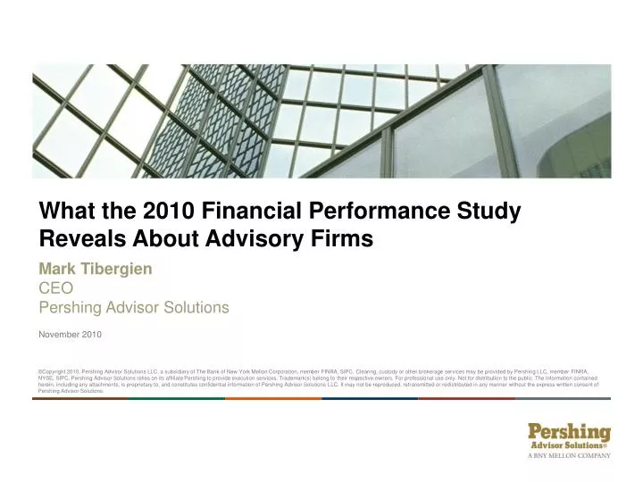 what the 2010 financial performance study reveals about advisory firms