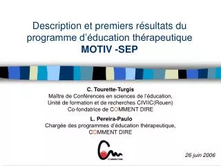 description et premiers r sultats du programme d ducation th rapeutique motiv sep