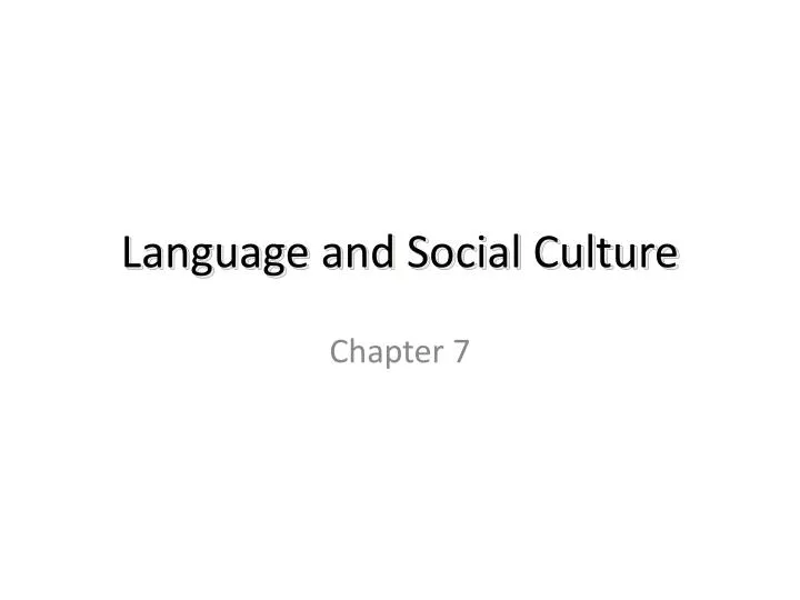 language and social culture