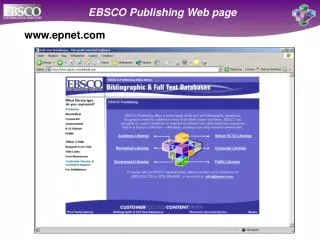 EBSCO Publishing Web page