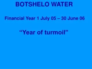 BOTSHELO WATER