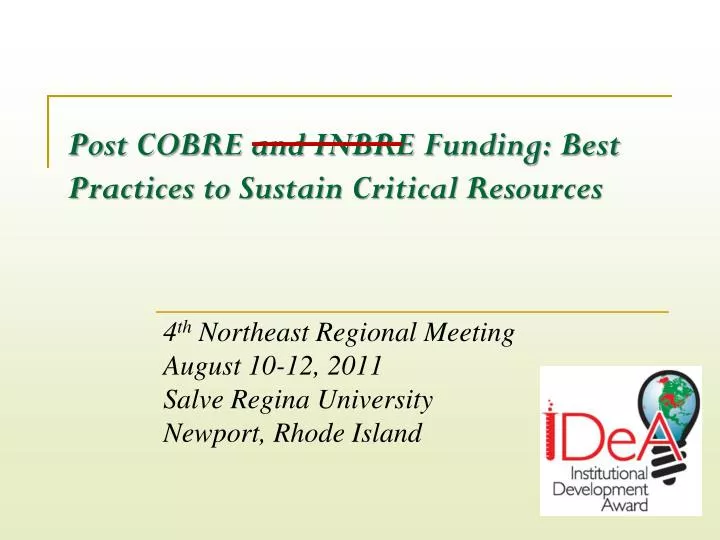 post cobre and inbre funding best practices to sustain critical resources