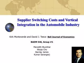 Supplier Switching Costs and Vertical Integration in the Automobile Industry