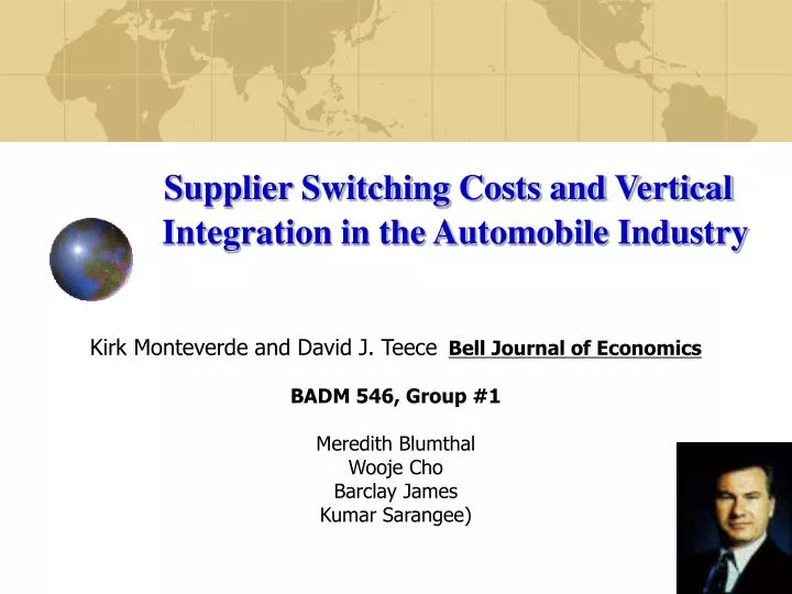 supplier switching costs and vertical integration in the automobile industry