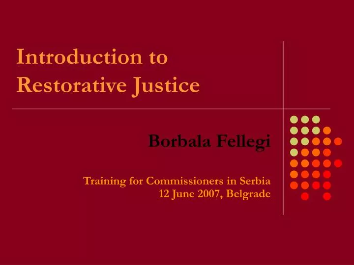 introduction to restorative justice