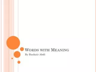 Words with Meaning
