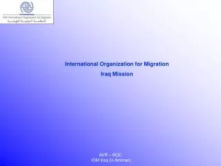International Organization for Migration Iraq Mission
