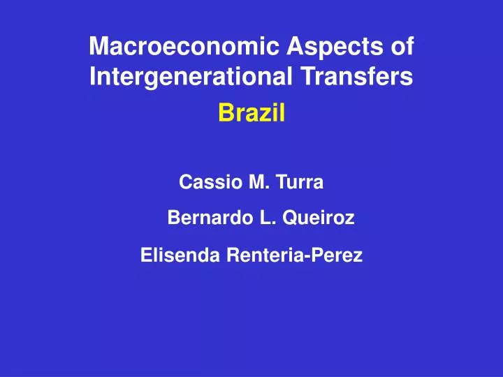 macroeconomic aspects of intergenerational transfers brazil