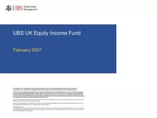 UBS UK Equity Income Fund