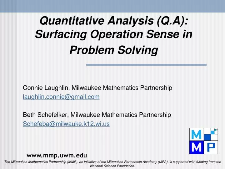 quantitative analysis q a surfacing operation sense in problem solving