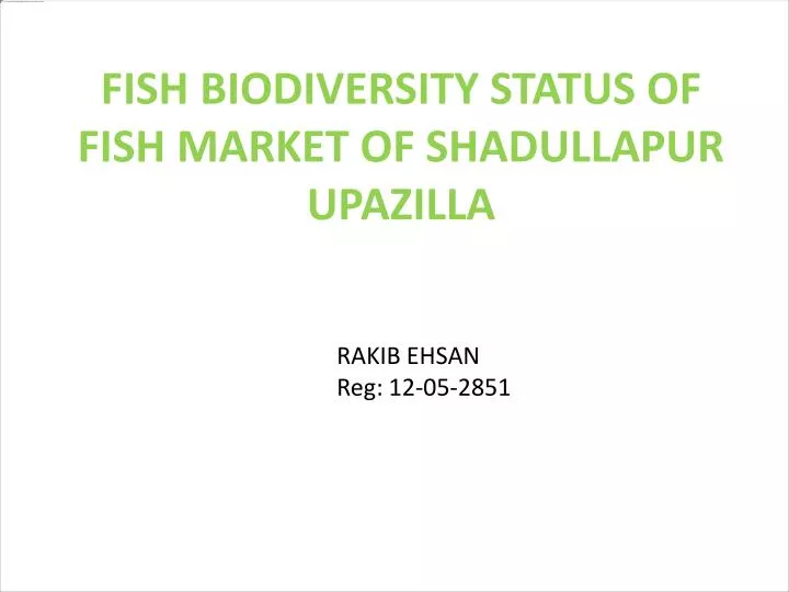 fish biodiversity status of fish market of shadullapur upazilla