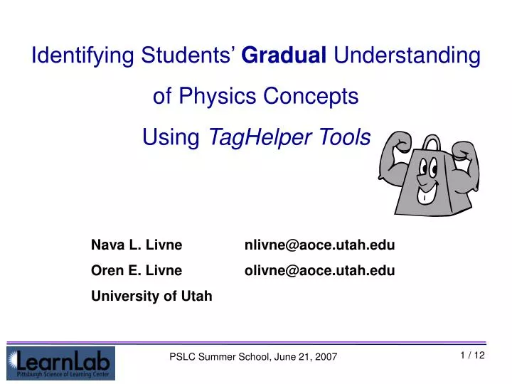 identifying students gradual understanding of physics concepts using taghelper tools