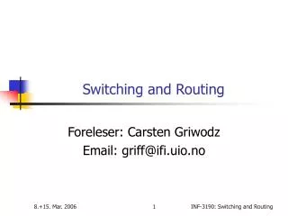 Switching and Routing