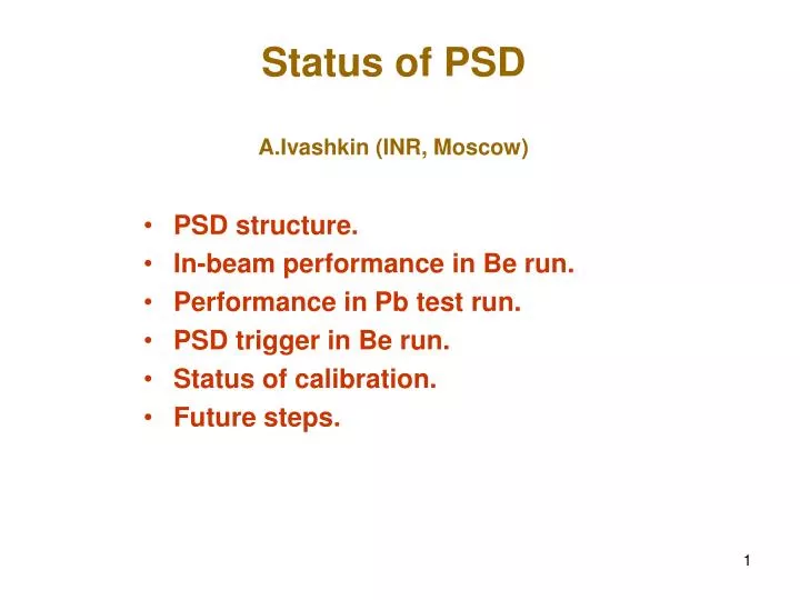 status of psd a ivashkin inr moscow