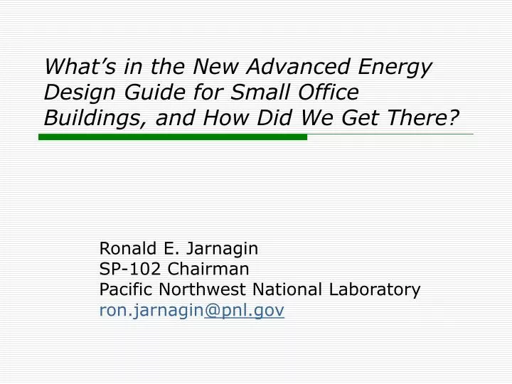 what s in the new advanced energy design guide for small office buildings and how did we get there