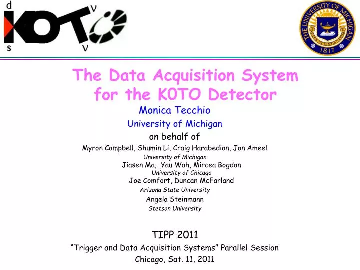 the data acquisition system for the k0to detector
