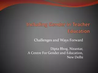Including Gender In Teacher Education