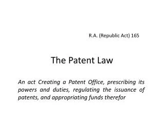 The Patent Law