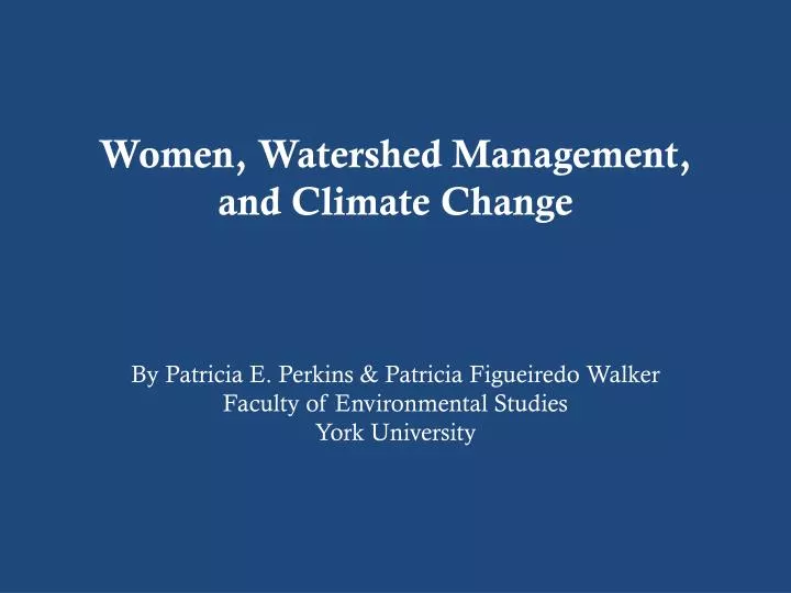 women watershed management and climate c hange