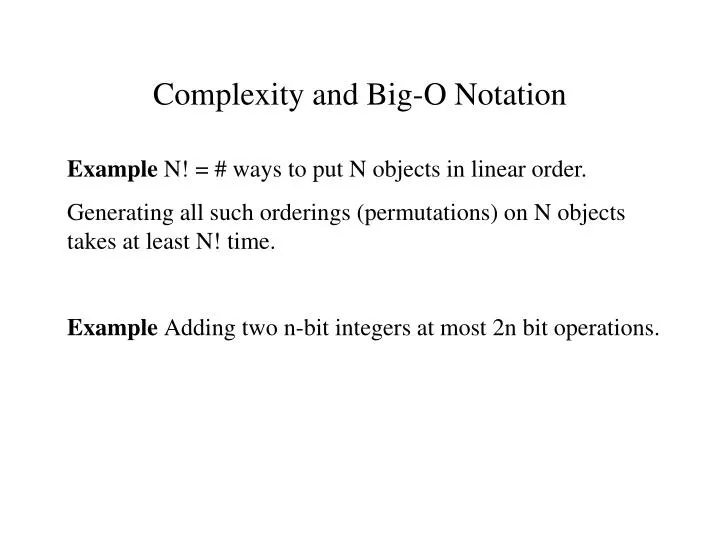 complexity and big o notation